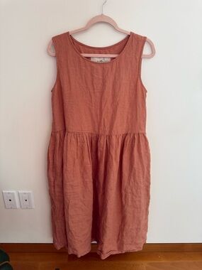 NotPERFECTLINEN Sleeveless Dress in Dusty Rose